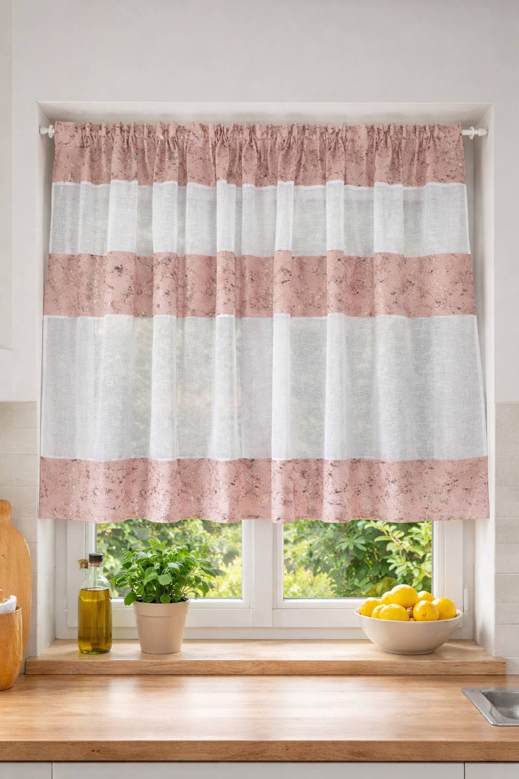 Set Perdea Roz cu model